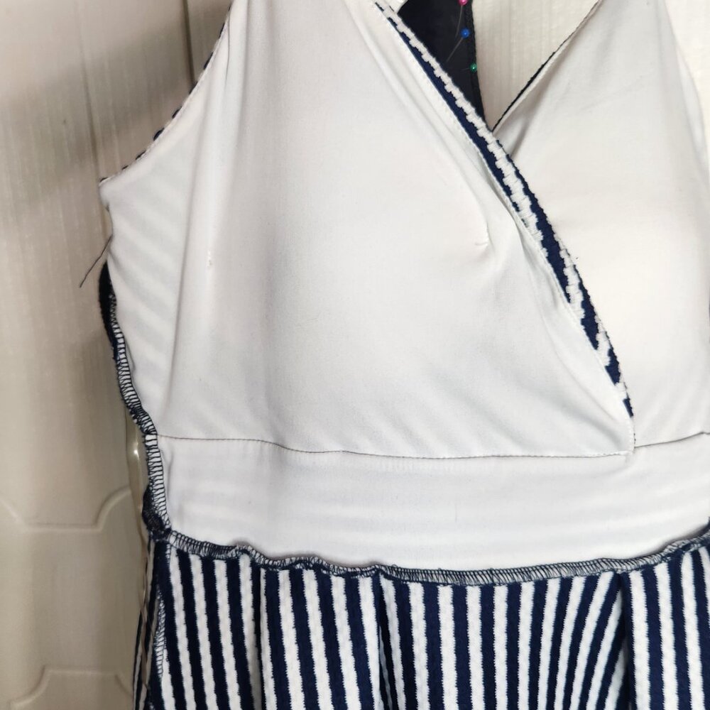 Charlotte Russe Nautical Sailor Navy Blue Flare Skater Dress - Picture 12 of 15